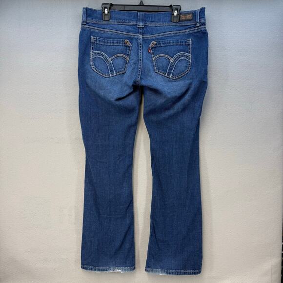 Levi's 524 Women's Jeans 15M Blue Too Superlow Front Patch Pockets Wide Leg - Picture 2 of 14